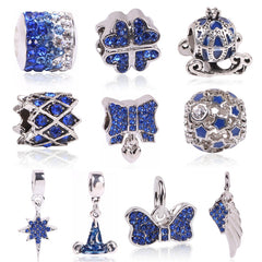 Silver Blue Charm Beads